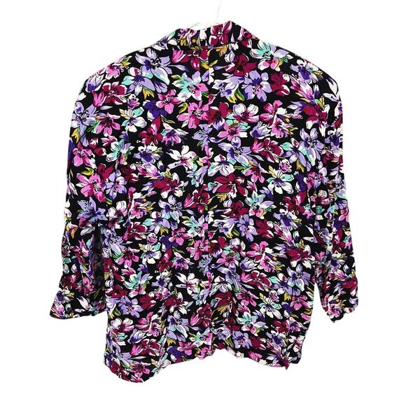Vintage 90s Bon Magique Floral 100% Rayon Open Front Jacket 7/8 NWT Old Stock - Picture 3 of 5